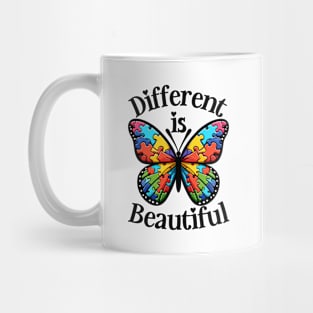 Different Is Beautiful Autism Awareness Butterfly Mug